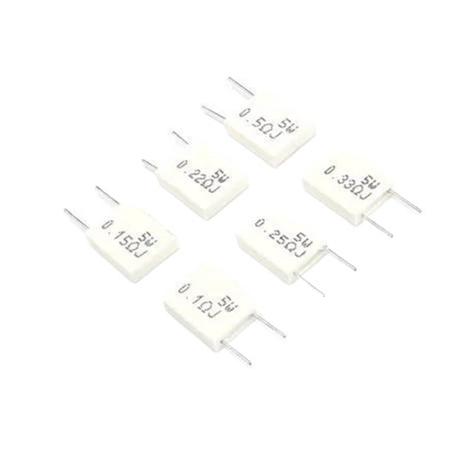 GUTUYEHKEA Cement Resistors 10pcs BPR56 5W 0.001 .1 .15 .22 .25 .33 .5 Ohm Non-Inductive Ceramic Resistor(0.01R)