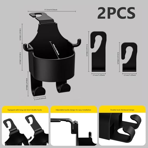 Portavasos para auto 3 en 1 con ganchos para asiento trasero miniatura 6