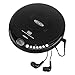 Jensen Portable CD-120BK Portable Personal CD Player Compact 120 SEC Anti-Skip CD Player - Lightweight & Shockproof Music Disc Player & FM Radio Pro-Earbuds for Kids & Adults