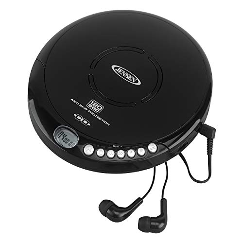 Jensen Portable CD-120 Portable Personal CD Player Compact 120 SEC Anti-Skip CD Player – Lightweight & Shockproof Music Disc Player & FM Radio Pro Sport-Earbuds for Kids & Adults (Black) by Jensen - Used condition - US$27.98