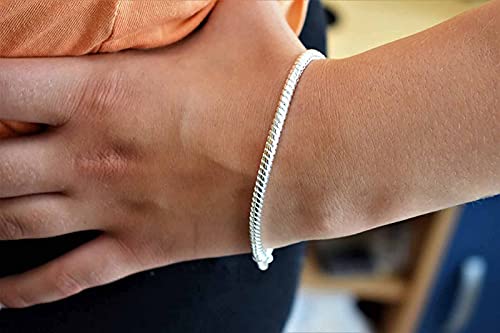 Qeensekc Smooth Heart Snap Barrel Clasp Snake Chain Bracelet 3Mm Clip Lock Beads For Pandora All Chamilia Troll Biagi Bead 6.3" #TOP6