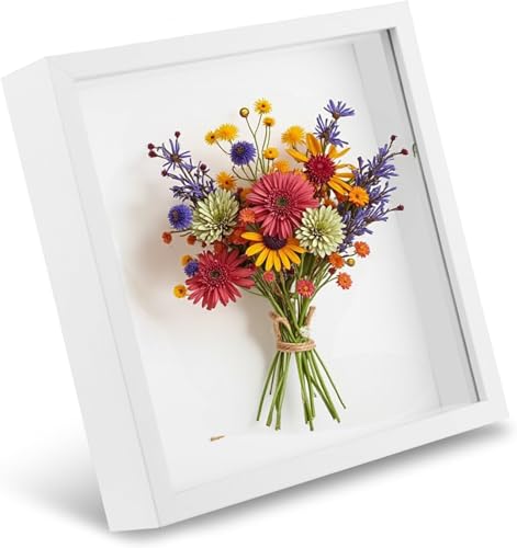 PIQIUQIU 3D Bilderrahmen aus Holz 20x20cm | Tiefenrahmen für Objekte,...
