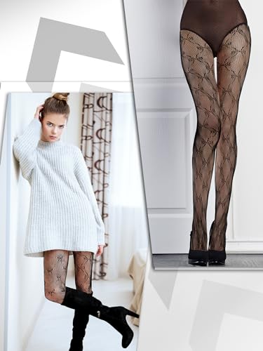 Image of Ramede 6 Pairs Women Fishnet Tights Thigh High Waist Bow Stockings Patterned Lace Fishnet Leggings Pantyhose for Halloween