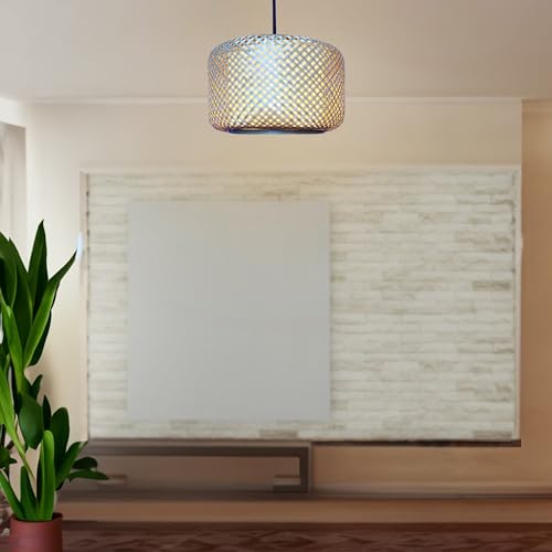 Image of Craftscape Bamboo Hanging Lamp | Bamboo Pendant Lamp | Boho Lampshade | Cane Lampshade | Bamboo Lights Hanging | Bamboo Hanging Lampshade | Collection (HalfNion)