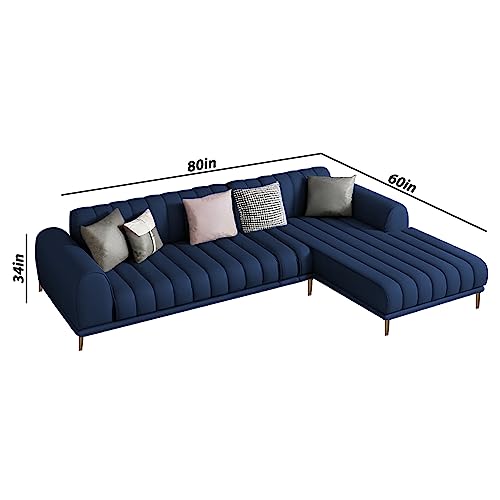 Image of Casaliving Herrick L Shape Sofa Set with for Living Room (Blue, 4 Seater - RHS)