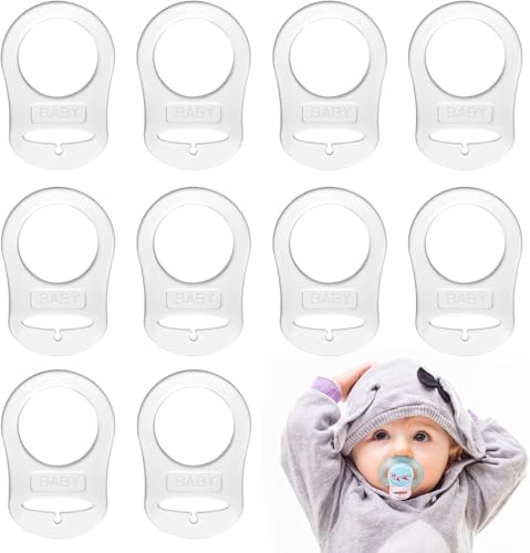 LISOPO 12 pcs Transparent Silikonknopfring Silikonring für Schnuller,Baby Schnuller Halter Clip Adapter Schnullerhalter für Baby Schnullerketten