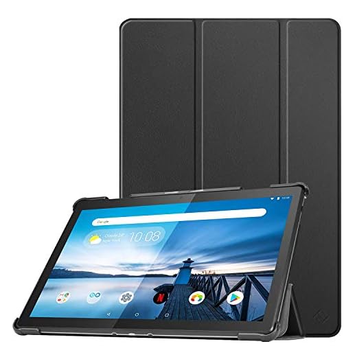 Fintie Fodral till Lenovo Tab M10 (TB-X505F / TB-X505L / TB-X605F / X605L) – ultratunnt superlätt skyddsfodral med stativfunktion för 10,1 tum Lenovo Tab M10/M10 HD, svart