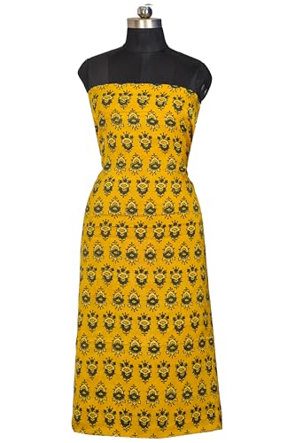 Image of Ethnics of Kutch Women's Ajrakh Modal Silk Natural Dye Hand Block Print Unstitched Kurta Fabric (For Lenght - Refer Bullet Point Below)