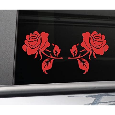 Nashville Decals Red Rose Pair (Left and Right) Vinyl Decal Car Truck Bumper Window Stickers Cover