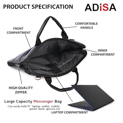 Image of ADISA Laptop Messenger Office Bag Briefcase for Work for Men