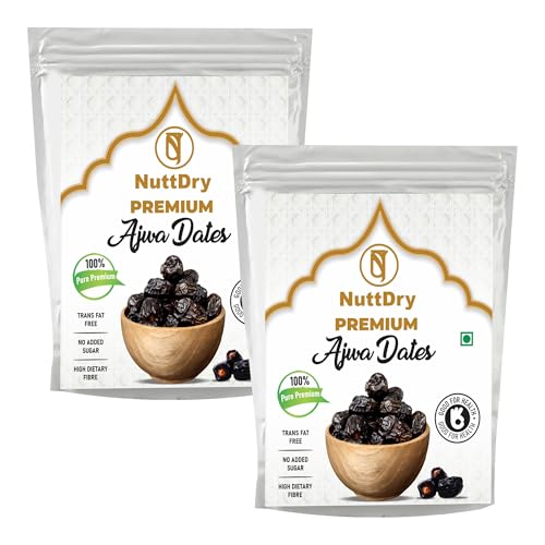 Image of NuttDry Premium Handpicked Fresh Ajwa Dates Original 400g Pack | Iron & Fibre Rich Naturally Sweet Without Added Sugar | Dry Fruits & Nuts | All Natural | No Preservatives | Khajur | Khajoor | Khejur