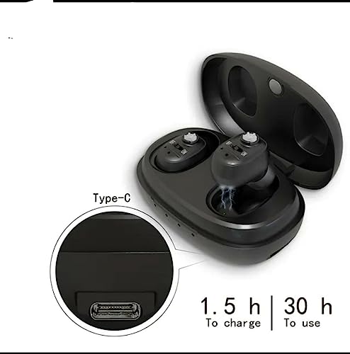 Image of Wireless Hearing AID Rechargeable /MINI CIC Ear Hearing Machine for upto 65% Hearing Loss /Bionic Ear Sound Amplifier for Old Age & Adults (BLACK)