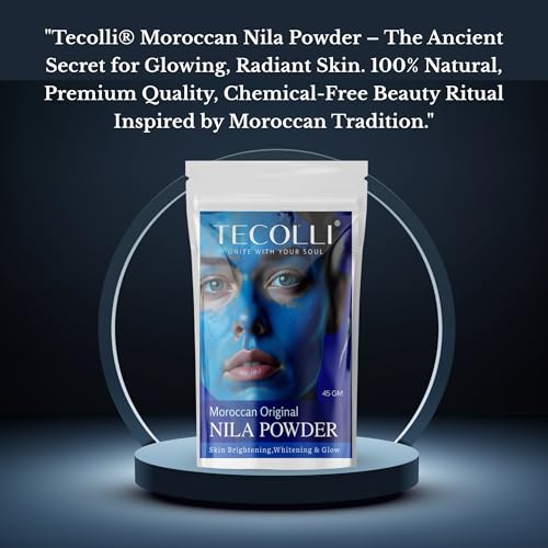 Image of Original Moroccan Blue Nila Powder 45g - Pure & Natural Face Mask for Skin Brightening, Purifying, and Whitening
