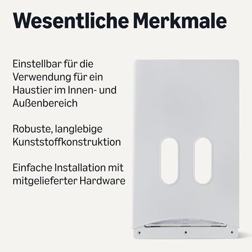 Amazon Basics Verstellbare Hunde- und Katzentür aus Kunststoff, Groß, 50,8cm x 33,8cm x 11,3cm, Weiß und Grau