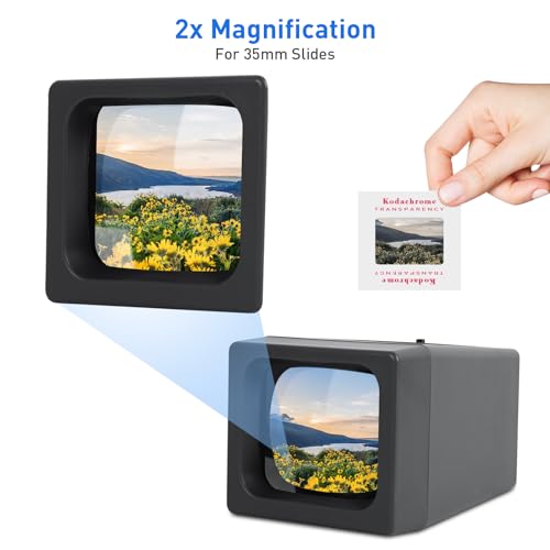 35mm slide film viewer 2x magnification slide viewer desk top led lighted illuminated viewing old slides 2 aaa batteries included
