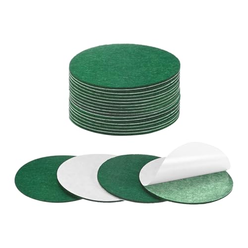 M METERXITY 20-Pack Lamp Base Felt, 3.5 Inch Dia. 2mm Thick Self Adhesive Round Fabric Felt Pads for Lamp/Furniture/DIY, Non-Slip Fiber Backed Patch Circles with Adhesive Backing [Green]