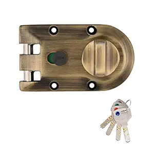 Godrej Rim Lock I Vertibolt XL+ I 1CK Deadbolt I Antique Brass Finish I for Inside/Outside Opening Door & Left/Right Handed Doors I 4 Keys I 5 Year Warrenty I Manual Locking