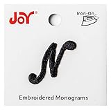 Embroidered Iron-On .5 Inch Script Monogram Letter N (Black)
