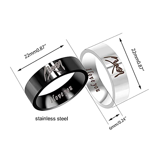 6MM Titanium Steel I Love You Promise Forever Ring, Romantic Valentines Gifts for Couples3