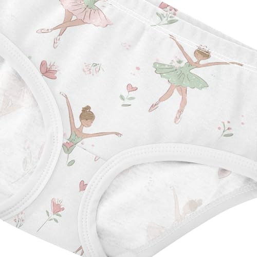 Wusikd Cartoon Ballerina Girls' Underwear Cotton Pink Green Girls Briefs Soft Toddler Underwear 2T4