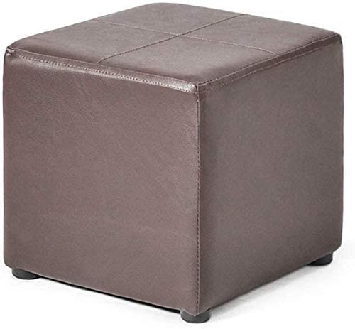 Pouf en cuir véritable carré 28cm petit banc repose-pieds