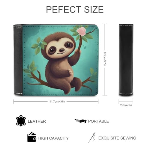 Cute Sloth Men Wallet Slim Thin Credit Card Women Money Clip Leather Bifold Front Pocket Wallets2
