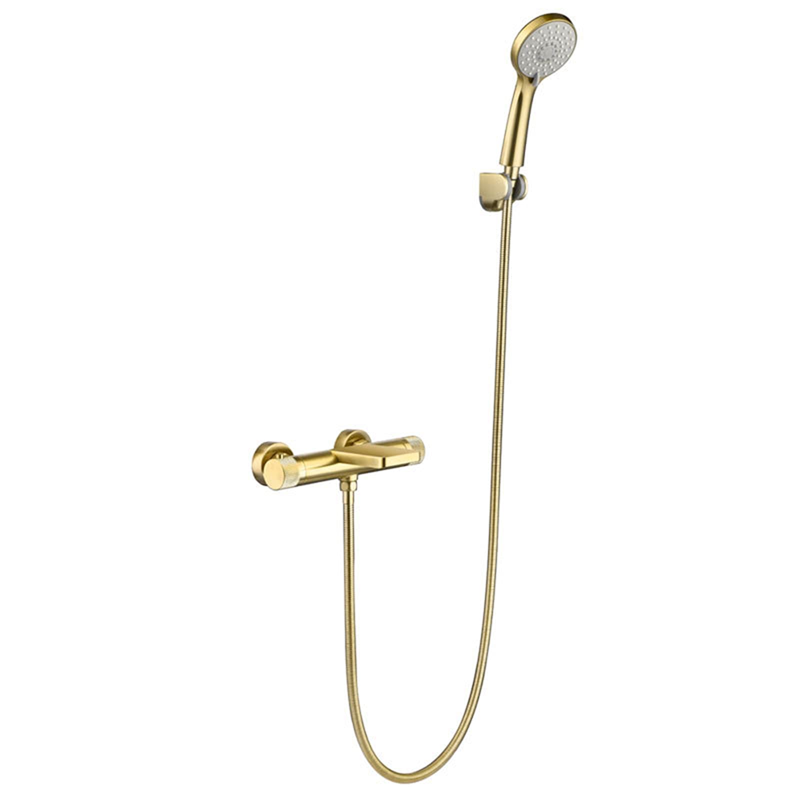 Robinet de baignoire thermostatique cascade or brossé avec douchette