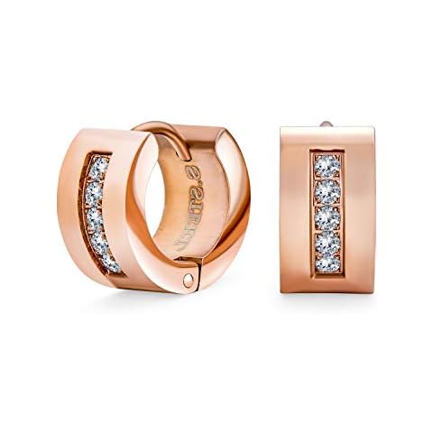 Rose Gold CZ Wide Hoop Earrings Cover