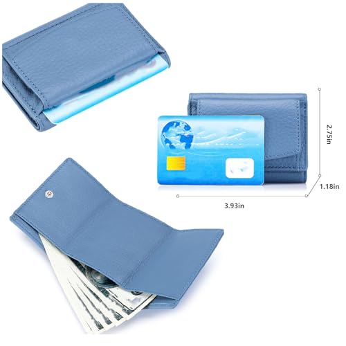 Genuine Leather RFID Blocking Card Holder Organizer Pocket Mini Wallet, 2024 New Preliminary Wallet With Coin Pouch, Womens Genuine Leather Wallet, for Family Folding Mini Wallet (E-Purple) 6