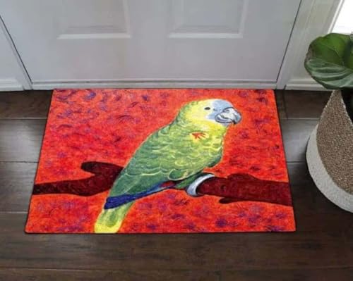 ���փ}�b�g �؂̏�ɂ���I�E���̈�l�ڂ��� �F�B�ւ̖ʔ����v���[���g 50×80cm doormat Alone Parrot On Tree Funny Gift For Friend