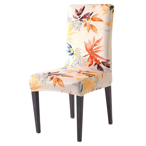 Image of HOKIPO Premium Printed Velvet Dining Chair Cover Set of 1, Amber Serene Flora (AR-5794-D3)