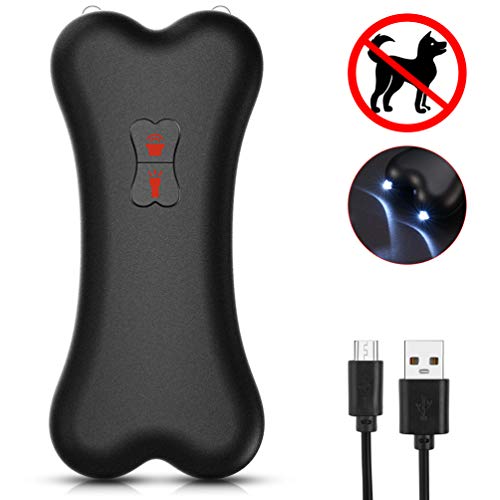 Petacc Anti Barking Device, Ultrasonic Dog Barking Control Deterrent for Dog Walking Training Outdoor, 16ft Control Range Rechargeable Bark Stopper with LED Light (Black)