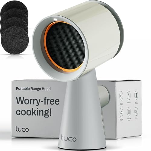 Comparison: Best Range Hoods For Indian Cooking 4 TUCO Portable Range Hood, Desktop Kitchen Exhaust Fan with 3 Speeds, Triple Filter Polymer, Aluminum & Carbon, Low Noise, Oil Collection Cup, Smoke Air Purifier for Indoor BBQ, Hot Pot and RV Kitchens