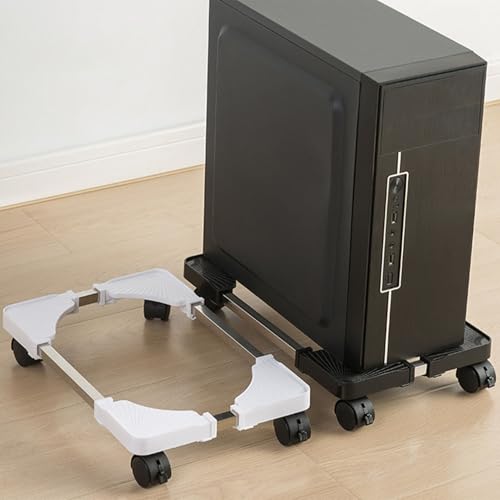 Soporte para torre de PC con ruedas, ajustable para debajo del escritorio, soporte móvil para torres de juegos (negro) miniatura 2