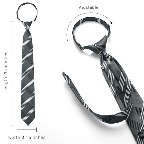 Image of HISDERN Pre Tied Ties for Men Adjustable Mens Tie Classic Paisley Stripe Necktie and Pocket Square Set for Wedding Party