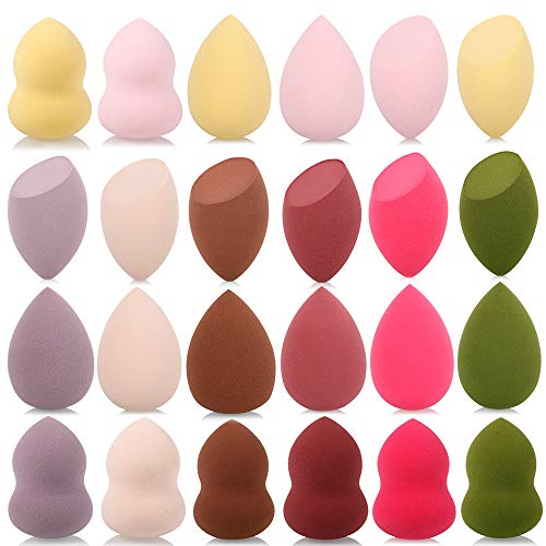 Makeup sponge 24 Pcs set-beauty sponge foundation blending sponge with 1 Pcs egg sponge blending holder stand, fawless for liquid & creams & powers?Sponge color random?