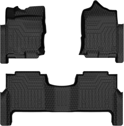 Mixsuper Floor mat for 2017-2024 Nissan Titan / 2016-2024 Nissan Titan XD Crew Cab (with Rear Under Seat Organizer) All Weather TPE Floor Liners Protection for Titan Accessories Anti-Slip Car Mats