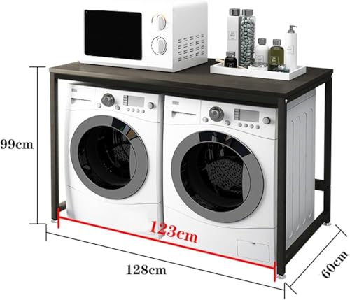 Meuble pour machine à laver et sèche-linge double marron de buanderie - 2