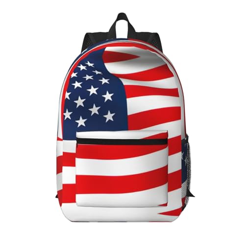 Sac à dos d'école avec poche EdWal noir unisexe au motif américain