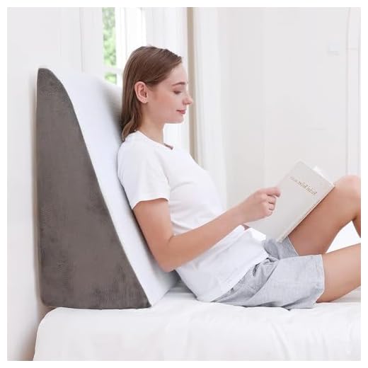 Sasttie Wedge Pillow for Sleep Apnea, 12 Inch Memory Foam Bed Wedge Pillow for Acid Reflux Relief, 30 Degree Triangle Incline Pillow Wedge for Sleeping with Removable Cover, Cool Grey