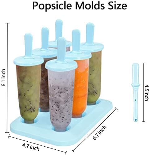 Image of Zeinwap Set of 6 Plastic Reusable Round Shape Ice Popsicle Makers - Homemade Popsicle Frozen Ice Cream Moulds Tray - Kulfi Candy Ice Lolly Mold For Children & Adults - Muilticolor,17X11.9X15.5 Cm