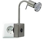 ⭐Farbe Wahlweise: gebürstet Nickel matt oder Weiß - Material: Metall – Kunststoff und Glas - Fassung: GU10 Fassung direkt 230 Volt - Die Abmessung Steckerlicht ist B:77 mm - H: 335mm