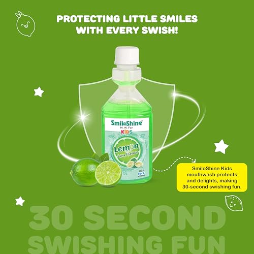 Image of SmiloShine Kids Mouthwash-Alcohol Free-For Fresh Breath & Protection Against Germs-Ages 3+ (Lemon Lime Flavour), 150 Milliliter