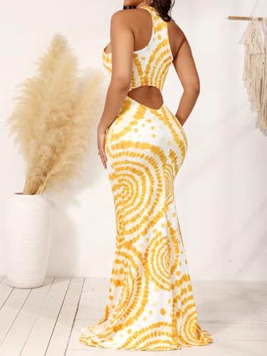 EDITCOZY Women Sexy Bodycon Maxi Dress Tie Dye Beach Summer Dresses Halter Backless Vacation Long Sundress3
