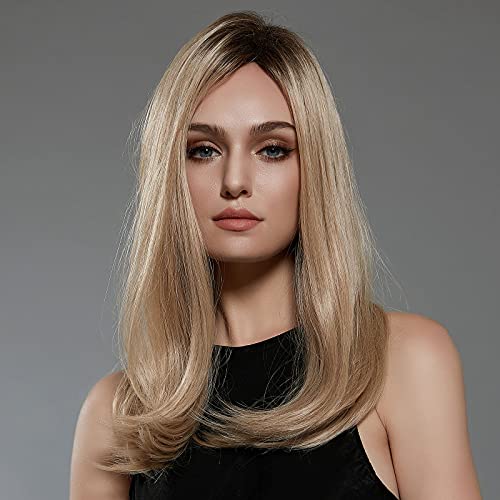 Side Part Hair Wig for Women Ombre Blonde Wigs BLONDE UNICORN Shoulder Length Wig