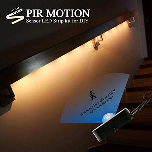 Under Cabinet Lighting 19.7ft Motion Sensor Strip Lighting Kit with Motion Sensor Switch for Kitchen Cabinet, Stairs Lighting 30W