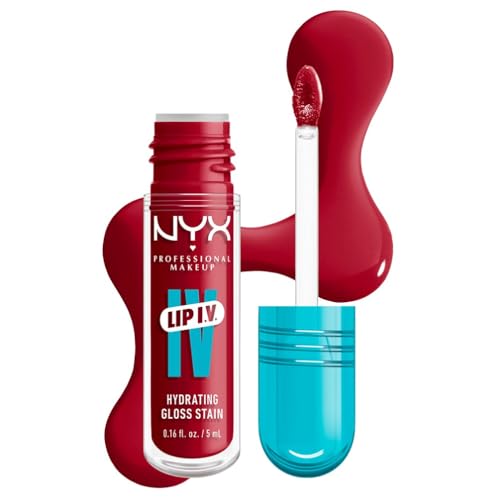 NYX Professional Makeup Lip IV Hydrating Lip Stain Gloss, Up to 12HR Hydration, High Pigment, Wet Shine Finish, Red-y.Set.Wet! NYX Professional Makeup Lip IV Hydrating Lip Stain Gloss, Up to 12HR Hydration, High Pigment, Wet Shine Finish, Red-y.Set.Wet!