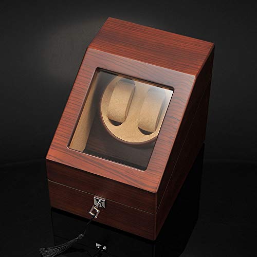 Yjdr Caja de Reloj automático Reloj mecánico Reloj de bobinado Shaker Walnut Cuero Ventana con Cerradura Movimiento japonés (Color : Zebra Veneer) Cover