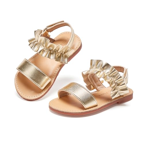 Image of Felix & Flora Toddler Girl Sandals - Little Girl Easter Dress Shoes Lightweight Open Toe Beach Holiday Flats