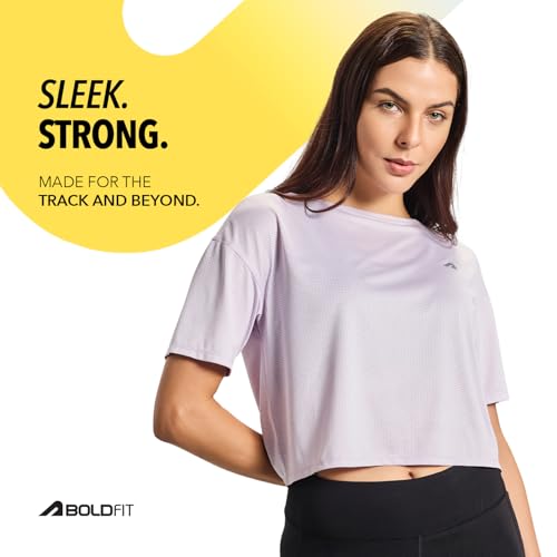 Image of Boldfit Tshirt for Woman Relaxed fit Gym Tshirt for Women Workout Lightweight t Shirt for Woman Workout Women t Shirt Round Neck t Shirts for Ladies Gym Dress